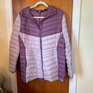 Lands' End Full Zip Hooded Quilted Purple Puffer Jacket Youth Large 14-16